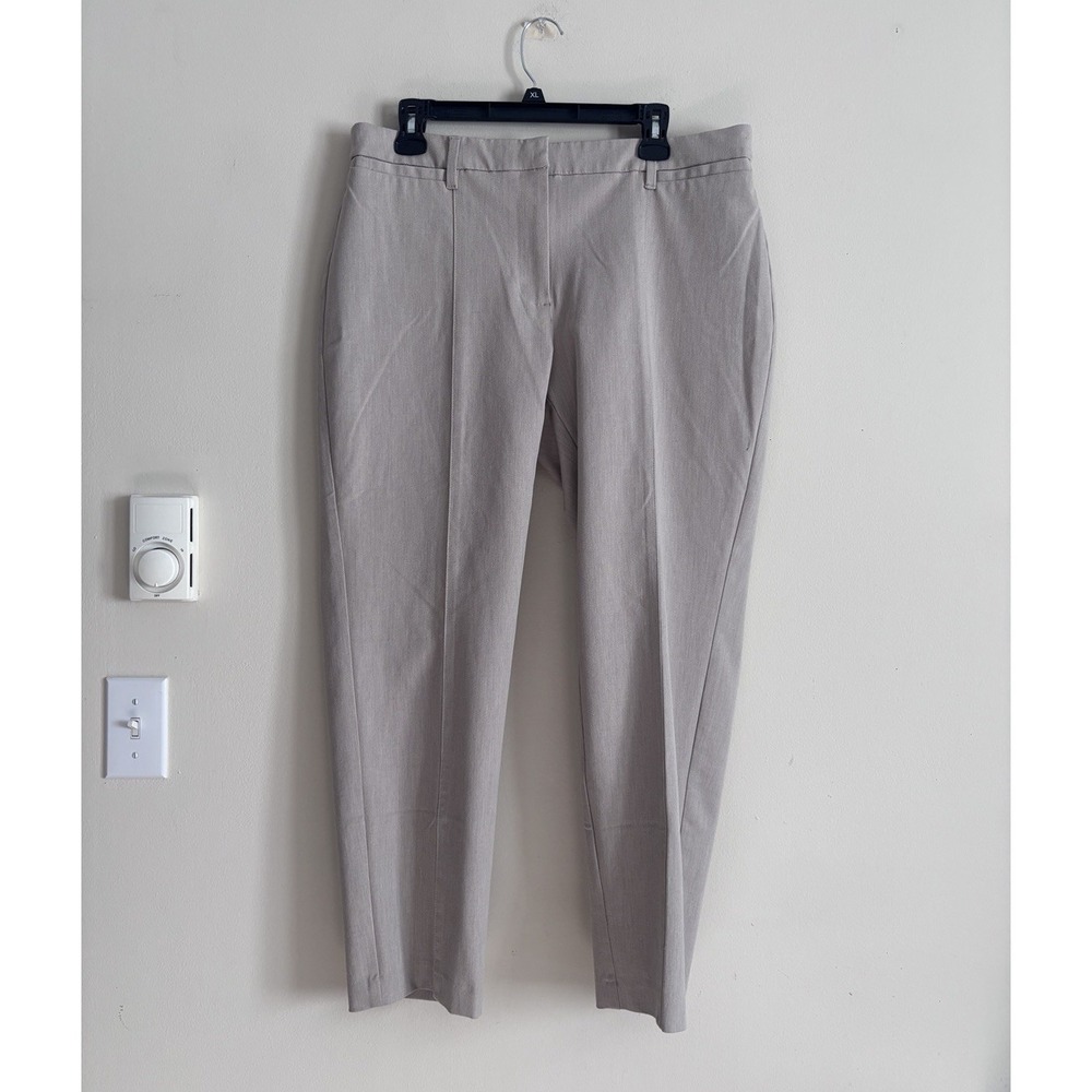 NWT J Jill Womens 14 Tapered Trouser Pants Beige Stretch Flax Heather